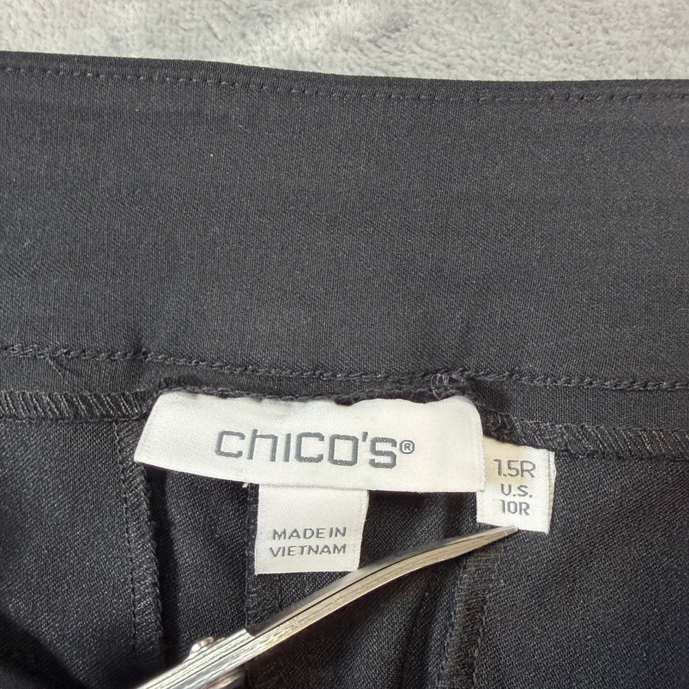 New Chico's So Slimming Brigitte Wide Leg Pants Womens 1.5R Black Eyelet Cutout - Picture 3 of 8